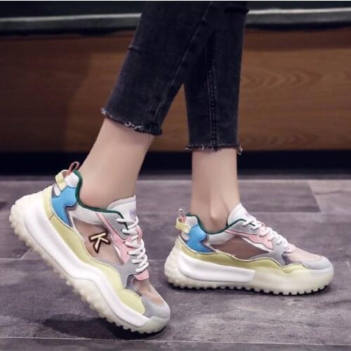 Breathable Sneakers Women Luminous Wear-Resistant Comfortable Breathable Mesh Fashion Chunky Women Shoes Zapatillas Mujer