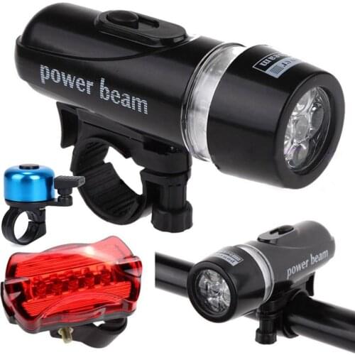 Farol Bicicleta Waterproof 5 LED Lamp Bike Bicycle Front Head Light Rear Safety Flashlight Set Bike Light Bicycle Lantern X#4
