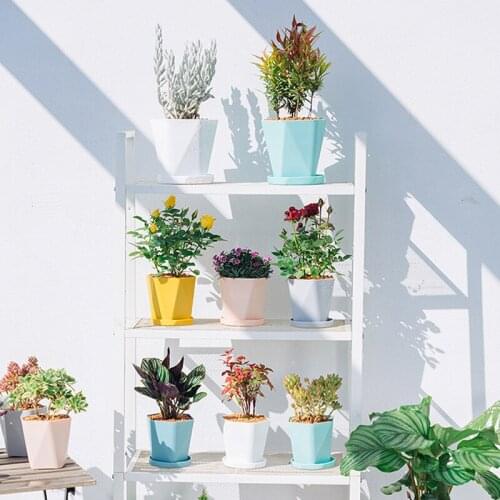 1PC New Creative Nordic Style Thickened Flower Pot Plastic Pots Balcony Green Flower Pot Hexagon Vase Home Decoration Plant Pot