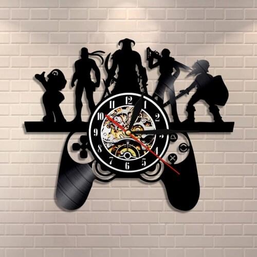 Game Room Game Controllers Wall Art Retro Games Vinyl Record Wall Clock Decorative Vintage Wall Clock Pop Games Gift For Boys