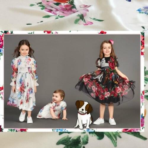 Italian D Luxury Brand Polyester Printed Chiffon Fabric Cloth Parent-child Wear Shirt Dress Factory Custom Fabrics Per Meter