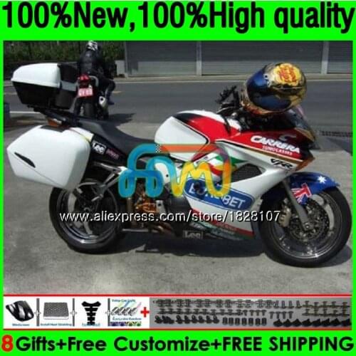 Kit For HONDA Interceptor VFR800R VFR800 98 99 00 01 151BS.61 Red white VFR 800RR 800 RR VFR800RR 1998 1999 2000 2001 Fairing