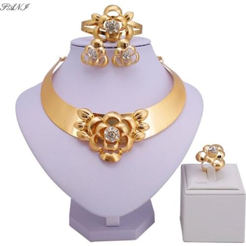 Fani Exquisite Dubai gold-color Brand Jewelry Set woman wedding accessories jewelry set 2018 Fashion African Beads Jewelry Set