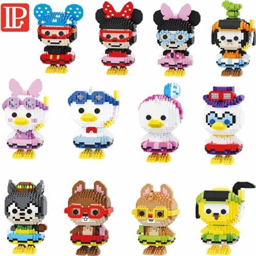 Disney Series Diamond Blocks Micro Mickey Mouse Chip Dale Donald Duck Goofy Mini Building Bricks Figures Toys For Children