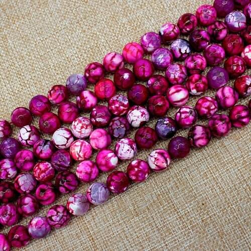 12mm Round Faceted Craceked Fire Agat Gem Stone Beads Spacer Strand 15"For Necklace Bracelets DIY Jewelry Making,Free Shipping