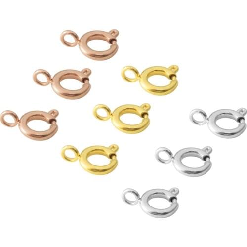 5PCS/lot Gold Silver Color stainless steel Round Claw Spring End Clasps for Wholesale DIY Jewelry Necklace Bracelet Connector