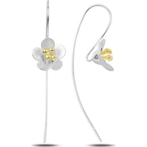 KUTAYDAN Dangle Flower Earrings 925 Sterling Silver