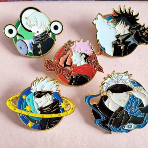 HOT Anime Jujutsu Kaisen Pins Brooch Satoru Gojo enamel Japanese Manga Series badge Fashion Medal Brooch Souvenir Cosplay Gift