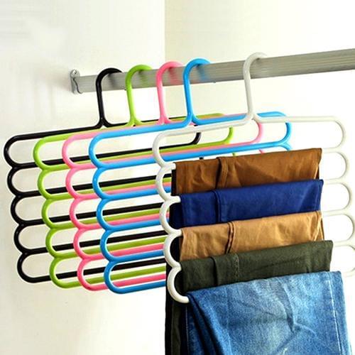 5 Layer Multifunctional Anti Skid Dry Wet Use Scarf Hanger Creative Towel Rack Storage Rack Towel Organizer Hanger Random color