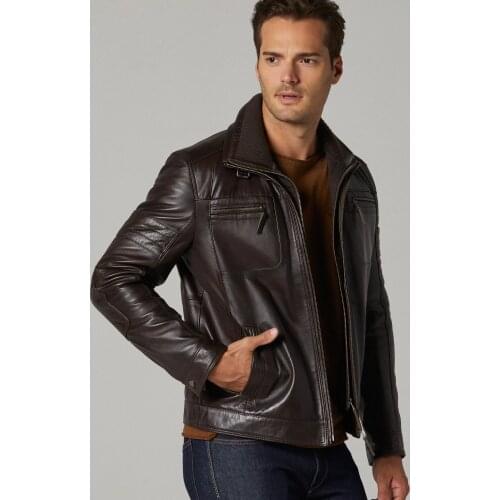 Mens Brown Leather Jacket. Clark Leather Jacket