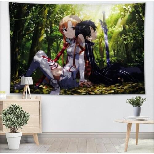 Custom Sword Art Online Wall Hanging Tapestry Sheets Home Decorative Tapestries Beach Towel Blanket Cloth Wall Tapestry