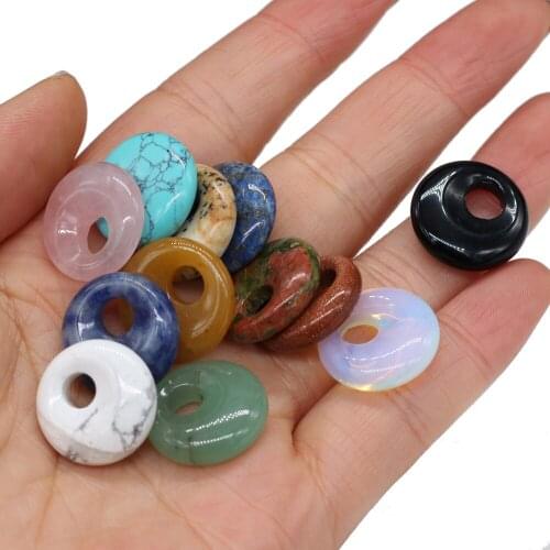 Natural Semi-precious Stone Big Hole Beads Lapis Lazuli Crystal Round Beads Pendant for Jewelry Making DIY Necklace Earrings