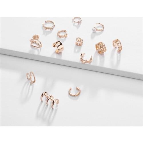 New Pearl adjustable Ear Cuff Bohemia Stackable C Shaped CZ Rhinestone Small Earcuffs Clip Earrings for Women Wedding Jewelry