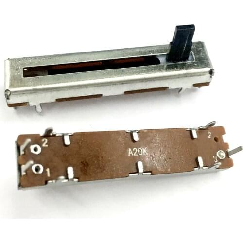 Single potentiometer A20K 45MM Straight Slide Potentiometer stroke 30mm 10mm metal shaft