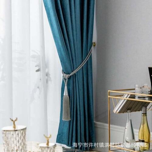 2021 New Pleated Velvet Curtains Finished Shading Bedroom Living Room High-end Atmosphere Villa Style High-end Curtains