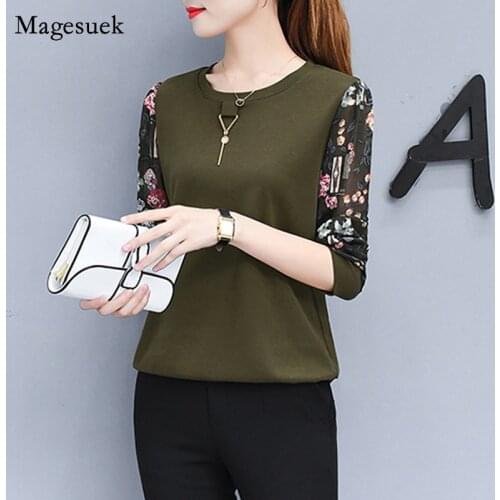 Casual Women Tops Spliced Printed Blouse Shirt New Autumn Long Sleeved Blouse Female O-neck Full Women Clothing 0595 30
