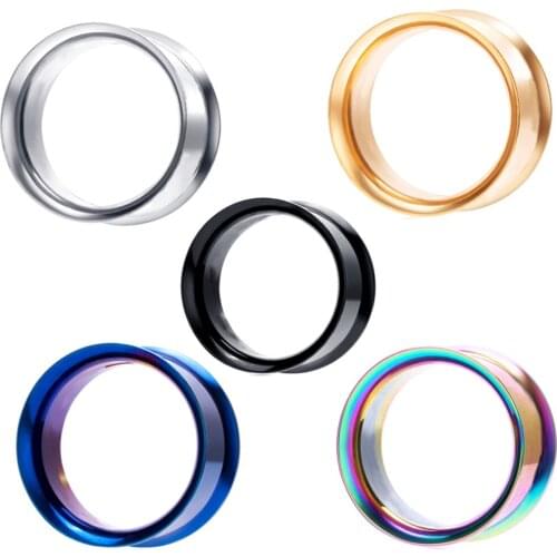 TIANCIFBYJS Mix 5 color 5-16mm Flare Ear Tunnel Plugs Stainless steel Flare Piercing Earring Gauges Stretcher Taper Stretcher