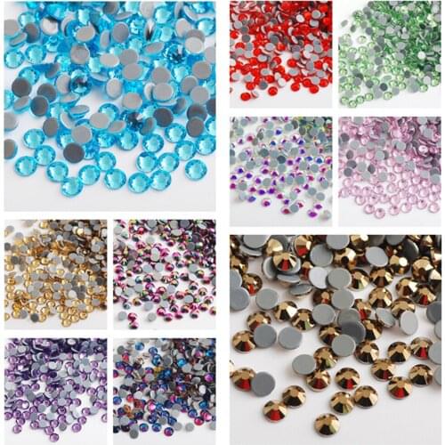 SS12 3.0mm Glass Strass Multi Color Crystal Hot Fix Rhinestone Crystal Glitter Strass Iron On Rhinestones For Clothes Fabric