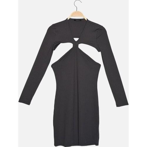 Trendyol Ribbed Bust And Back Detail Mini Knitted Dress TWOAW22EL0384