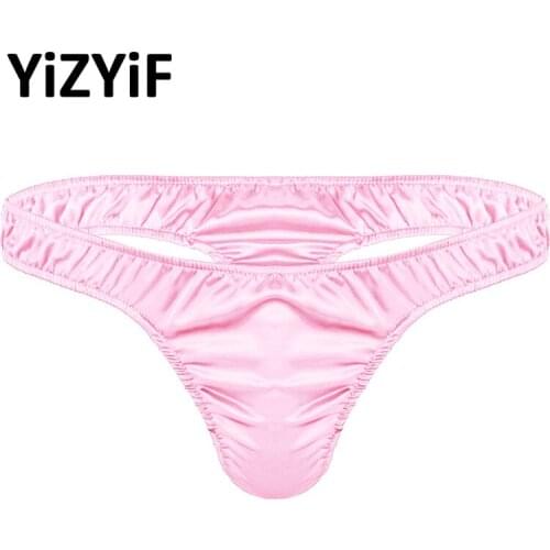 Mens Bikini swimwear Lingerie Jockstrap Soft Shiny Ruffled Low Rise G-string Thong Panties Sissy Sexy Panties Gay Homme Briefs
