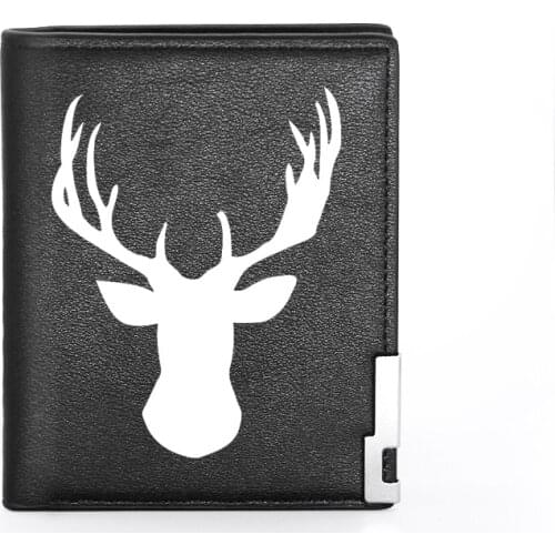 High Quality Luxury Wapiti Printing Leather Wallet Credit Card Holder Short Purse