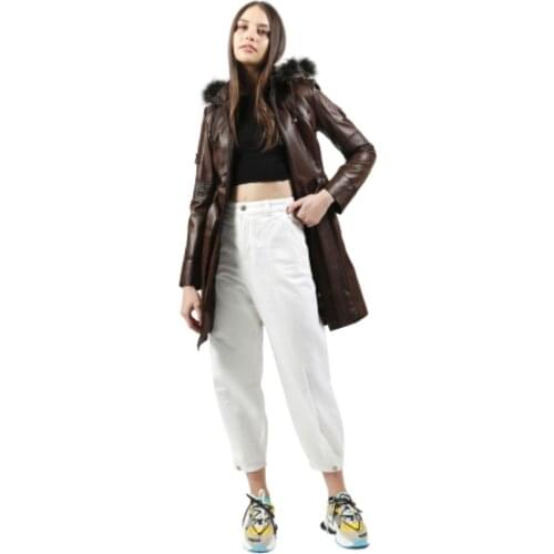 Woman Leather Jacket Genuine Leather 2020 Fashion Sheep Leather Motorcycle Coat Female Trenchcoat %100 Natural Leather Lampskin