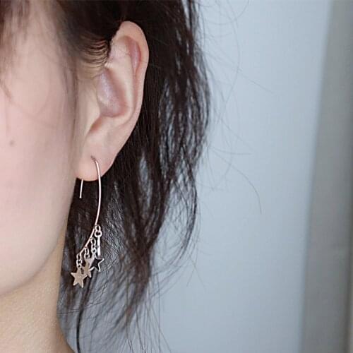 Todorova Korean Fashion Star Tassel Ear Hook Star Pendant Charm Party Elegant Drop Earrings For Women Jewelry