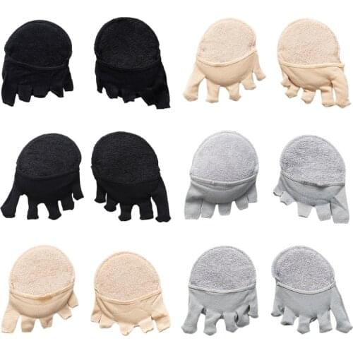 Women 5 Finger Heelless Forefoot Insoles Half Socks Toe Cover with Padding Invisible Non-Skid High Heels Liner Socks