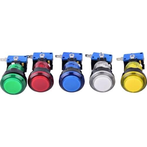1PC 12V LED Light illuminated Round Push Button Switch Arcade Game 5 Colors 32mm