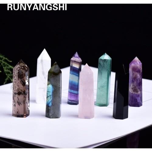 1pc 50-60mm Natural crystal Hexagonal Column Crystal Point Healing Wand Mineral Stone Study Room Decoration Craft