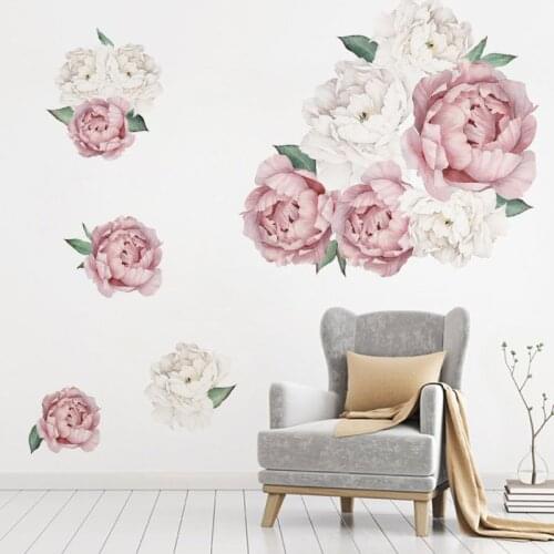 1PCS Peony Rose Flowers Wall Sticker DIY Vintage Lilac Peony Stickers For Princess Room Decals Mural Home Decor Girls new Gift