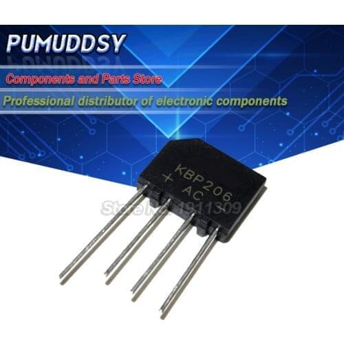 10PCS KBP206 KBP206G DIP ZIP Bridge Rectifier 2A 600V new and IC