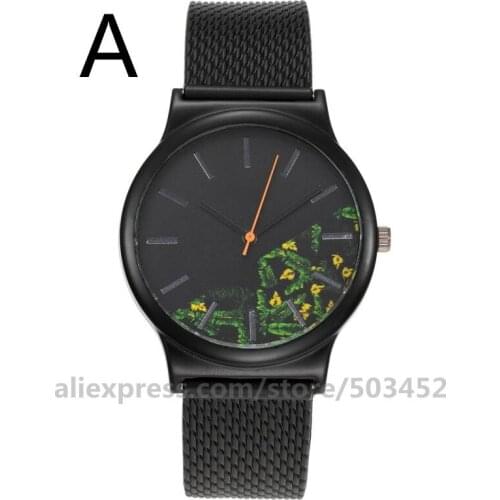 100pcs/Lot Wholesale Casual Women Watches No Logo Round Dial Fashion Ladies Flowers Wristwatch PVC Belt Watch Clock Relógio