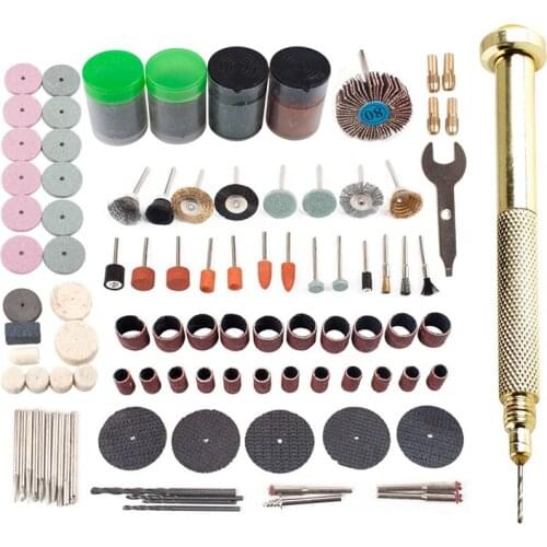 162Pcs Tool: 1Pcs DIY Gold Corner Hand Drill Piercing Nail Art Gel UV Acrylic Tips Pierce Tool & 161Pcs Mini Drill Multi Rotary
