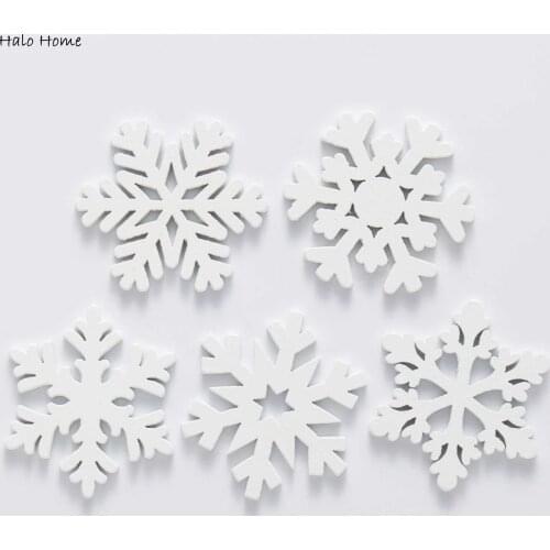 30pcs Snowflake Wooden Patch Decor for Sewing Scrapbooking Clothing Gift Crafts Handwork Accessories Card Christmas 25/35mm
