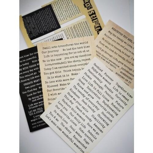 4pcs Vintage Words Stickers Black for Scrapbooking DIY Projects/Photo Album/Card Making Crafts