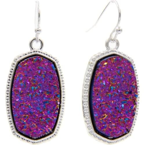 Wholesale 6 Pair Lot Simulated Iridescent Druzy Resin Drop Earrings Crystal Pendant Dangle Earrings Charms
