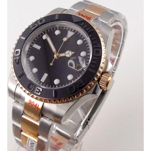 Blck Luxury Mens Watch 316L Steel Case 24 Jewels NH35 MIYOTA 8215 Brushed Oyster Strap Sapphire Crystal Screw Crown