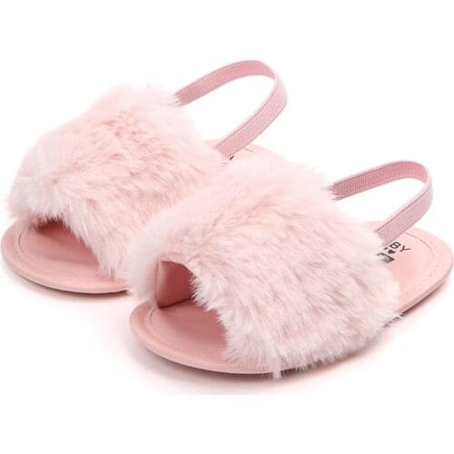 Fur Baby Girls Slippers Newborn girls boys first walker Infant Baby Solid Flock Soft Slipper Indoor Shoes