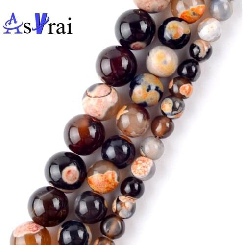 6 8 10mm Natural Orange Fire Agates Onyx Stone Beads For Jewelry Making Round Loose Spacer Beads DIY Bracelet Necklace Charms