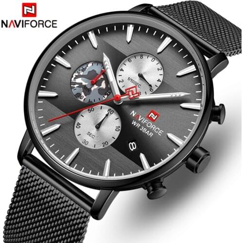 NAVIFORCE Top Mens Watch Brand Luxury Fashion Quartz Men Watches Waterproof Sports Steel Military Wrist Watch Relogio Masculino