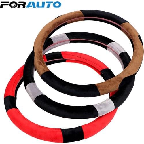 FORAUTO 1PC Anti-Slip Steering wheel Cover3 Colors Plush Car-covers Steering-wheel Car Accessories