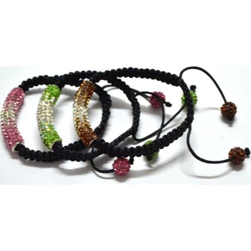 Hty4e Multicolor OWM Mixed 3 Color micro pave CZ Disco Ball Beads tube crystal Bracelet hot women lot