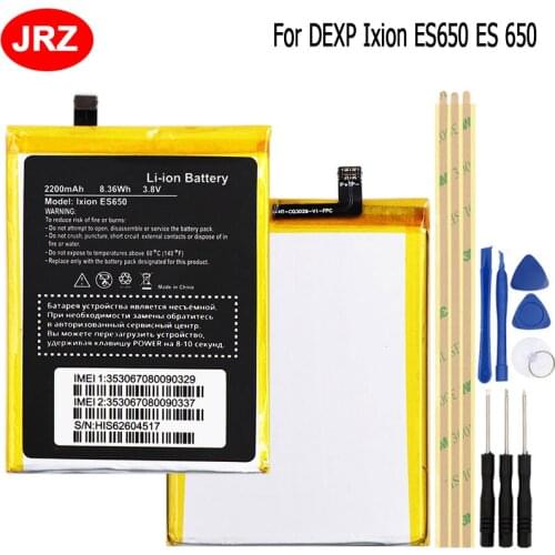 JRZ For DEXP Ixion ES650 ES 650 Phone Battery For DEXP Ixion ES650 2200mAh 3.8V Top Quality Replacement Batteries with Tools