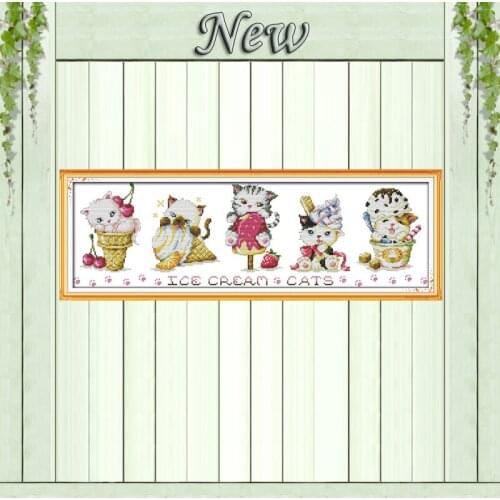 Ice cream cats fairy home decor painting counted print on canvas DMC 14CT 11CT Chinese Cross Stitch Needlework Set Embroider kit
