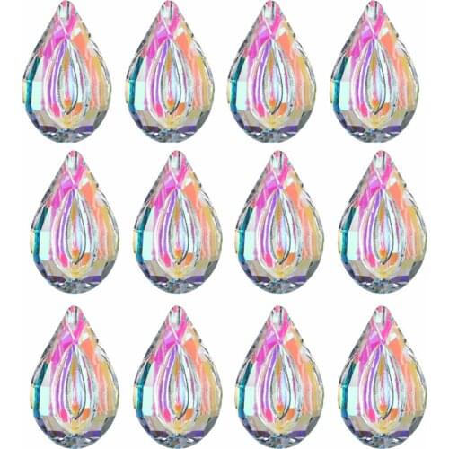 H&D Colorful Lamp Prisms Parts Loquat Shape Chandelier Glass Crystals Hanging Drops Pendants 38mm (Color-10pcs)
