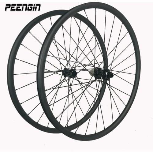 Lightweight carbon wheels 29er 27mm Width Carbon Clincher Mountain Bike Wheelset XC six bolts lock quick release/thru axle hubs