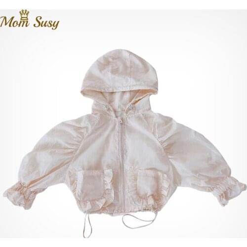 Summer Baby Girls Sun UV Mosquito Protection Coat Ruffle Princess Infant Toddler Jacket Hooded Outerwear Air Conditioner Clothes
