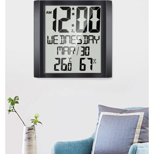 Multifunctional Indoor Digital Clock Battery Operated Easy to Read Temp Humidity Meter