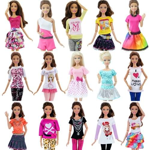 Fashion Lady Doll Outfit Mixed Style T-Shirt Blouse Vest Pants Trousers Dress Clothes for Barbie Doll Accessories Baby Girl Toy